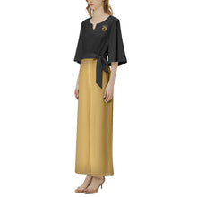 Load image into Gallery viewer, Yahuah-Tree of Life 02-03 Elect Designer Notch Neck Dolman Sleeve Belted Wide Leg Jumpsuit