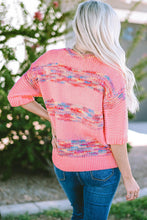 Load image into Gallery viewer, Fuchsia Pink Heathered Round Neck Half Sleeve Sweater