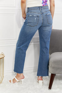 Cropped Raw Hem Wide Leg Lady Jeans