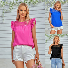 Load image into Gallery viewer, Round Neck Slim Fit Sleeveless Ruffle Trim Blouse (3 colors)