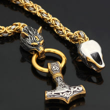 Load image into Gallery viewer, Stainless Steel Wolf Head Viking King Chain
