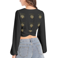 Load image into Gallery viewer, Yahuah-Tree of Life 01 Elect Deep V-neck Lantern Sleeve Crop Top