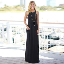 Load image into Gallery viewer, Polyester Casual Solid Bohemian Maxi Dress