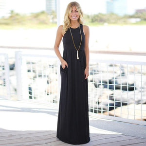 Polyester Casual Solid Bohemian Maxi Dress