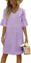 Load image into Gallery viewer, V-Neck Chiffon Swiss Dot Short Sleeve Dress