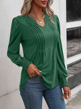 Load image into Gallery viewer, Ruched Notch Neck Puff Sleeve Smocked Blouse (6 colors)