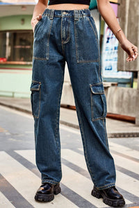 Straight Leg Women Jeans with Pockets