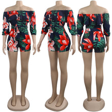 Load image into Gallery viewer, Off Shoulder Long Sleeve Printed Romper
