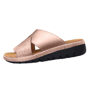 Roman Color Match Thick Sole Wedge Slide Sandals