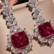 Load image into Gallery viewer, Platinum Plated Artificial Gemstone Zircon Dangle Earrings