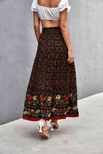 Load image into Gallery viewer, Floral Print Tied Maxi Skirt (Black/Deep Red)