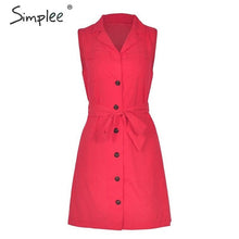 Load image into Gallery viewer, Sleeveless V-Neck Bow Tie Belted Blazer Dress