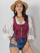 Load image into Gallery viewer, Fringed Lace Up Vest (3 colors)