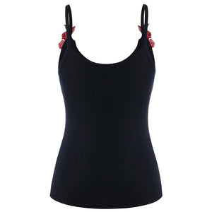 Flower Embroidery Slim Fit Plus Size Cami Tank Top (3 colors)