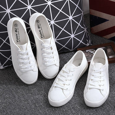 White Canvas Lady Tennis Shoes