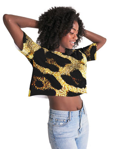 TRP Leopard Print 01 Designer Cropped Drop Shoulder Raw Hem Lounge T-shirt