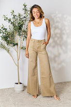 Load image into Gallery viewer, Tan Color Raw Hem Wide Leg Jeans