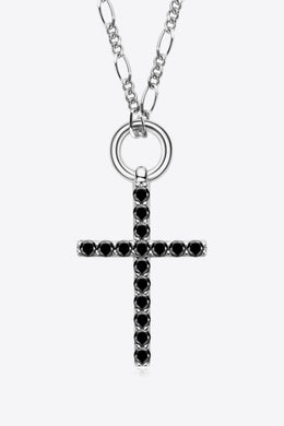 Moissanite Cross Pendant Platinum Plated Necklace
