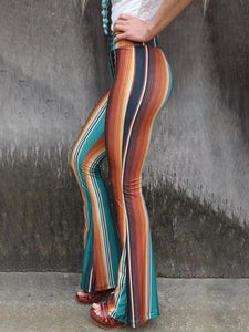 Multicolor Striped High Waist Bootcut Pants