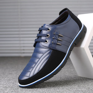 Men's Genuine Leather Elastic Band Driving Sneakers