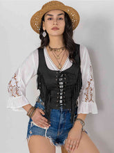 Load image into Gallery viewer, Fringed Lace Up Vest (3 colors)