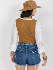 Fringed Lace Up Vest (3 colors)