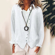 Load image into Gallery viewer, Solid Cotton Linen Button Up Blouse (5 colors)
