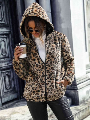 Leopard Print Full Zip Hoodie
