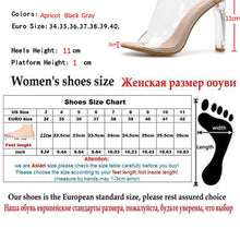 Load image into Gallery viewer, PVC Transparent Block High Heel Slip On Sandals (Apricot/Black)