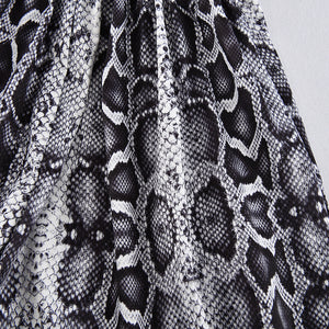 Snake Print High Waist Ruffle Shorts (Black/Khaki)