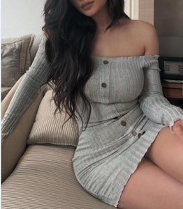 Off Shoulder Bodycon Long Sleeve Sweater Dress