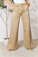 Load image into Gallery viewer, Tan Color Raw Hem Wide Leg Jeans