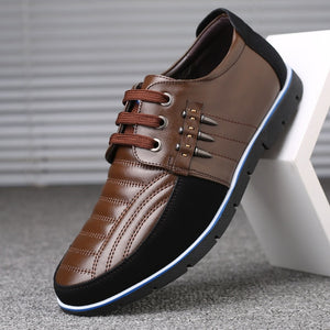 Men's Genuine Leather Elastic Band Driving Sneakers