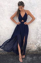 Load image into Gallery viewer, Elegant V-neck Split Sleeveless Maxi Dress