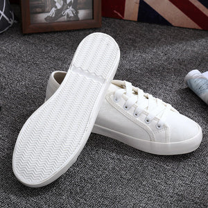 White Canvas Lady Tennis Shoes