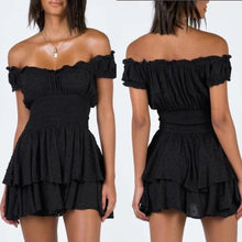Load image into Gallery viewer, Ruffle Off Shoulder Belted High Waist Romper