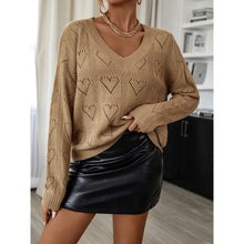 Load image into Gallery viewer, Solid V-neck Love Pattern Sweater