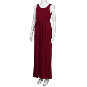 Polyester Casual Solid Bohemian Maxi Dress