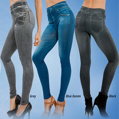 Faux Denim Mid Waist Velvet Skinny Pants with Pockets (3 colors)