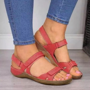 Soft Three Color Stitching Open Toe Flat Sandals