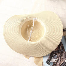 Load image into Gallery viewer, Hand Made Ribbon Bow-knot Wide Brin Straw Hat