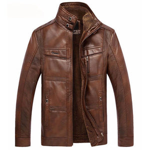 Mountainskin Faux Leather Casual Jacket (Dark/Light Coffee Color)