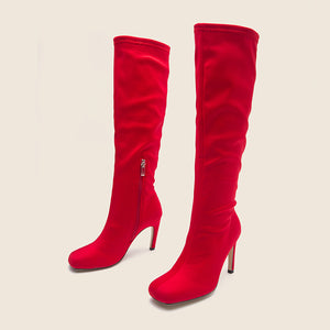Widened Solid Color Knee High Boots