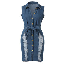 Load image into Gallery viewer, V-neck Button Up Denim Mini Dress (3 colors)