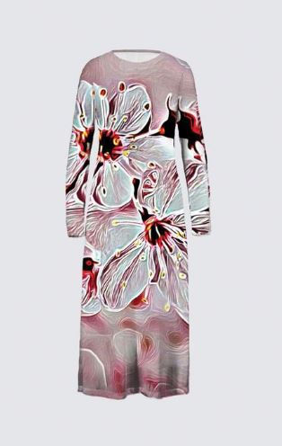 Floral Embosses: Pictorial Cherry Blossoms 01-03 Designer Daniela Maxi Dress