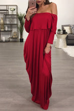 Load image into Gallery viewer, Ruffle Off Shoulder Half Sleeve Beach Maxi Dress