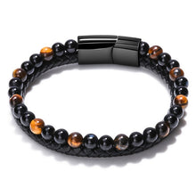 Load image into Gallery viewer, Volcanic Natural Stone Tiger Eye Beaded Cowhide Rope Agate Male Bracelet