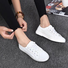 Load image into Gallery viewer, White Canvas Lady Tennis Shoes