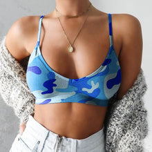 Load image into Gallery viewer, Camouflage Spaghetti Strap Sports Bra