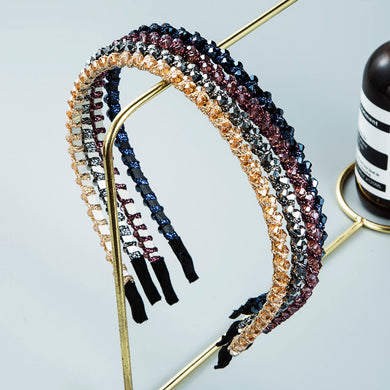 Winding String Crystal Thin Edge Embellished Headband